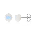 Rainbow Moonstone Raw Crystal Stud Earrings
