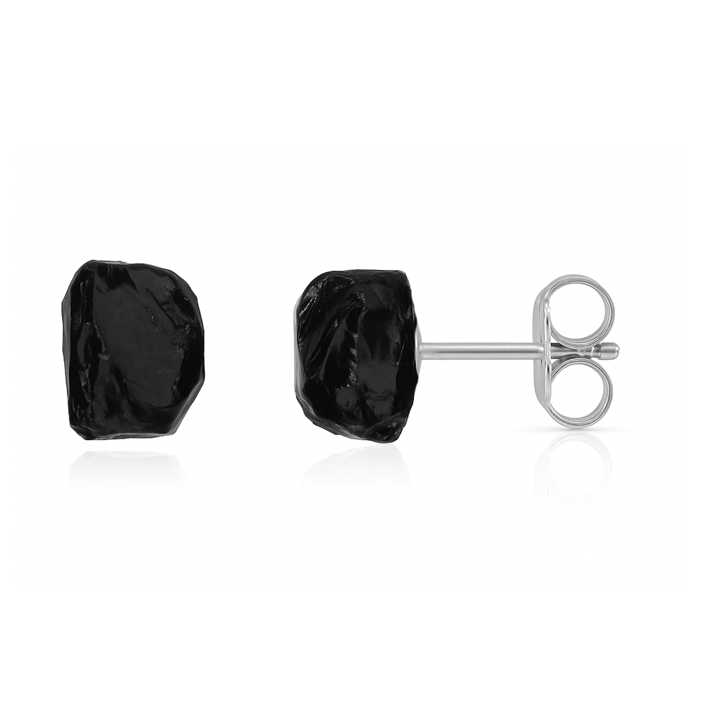 Obsidian Raw Crystal Stud Earrings