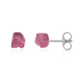 Pink Tourmaline Raw Crystal Stud Earrings - Pink Tourmaline Raw Crystal Stud Earrings - Sterling Silver - Luna Tide Handmade Crystal Jewellery