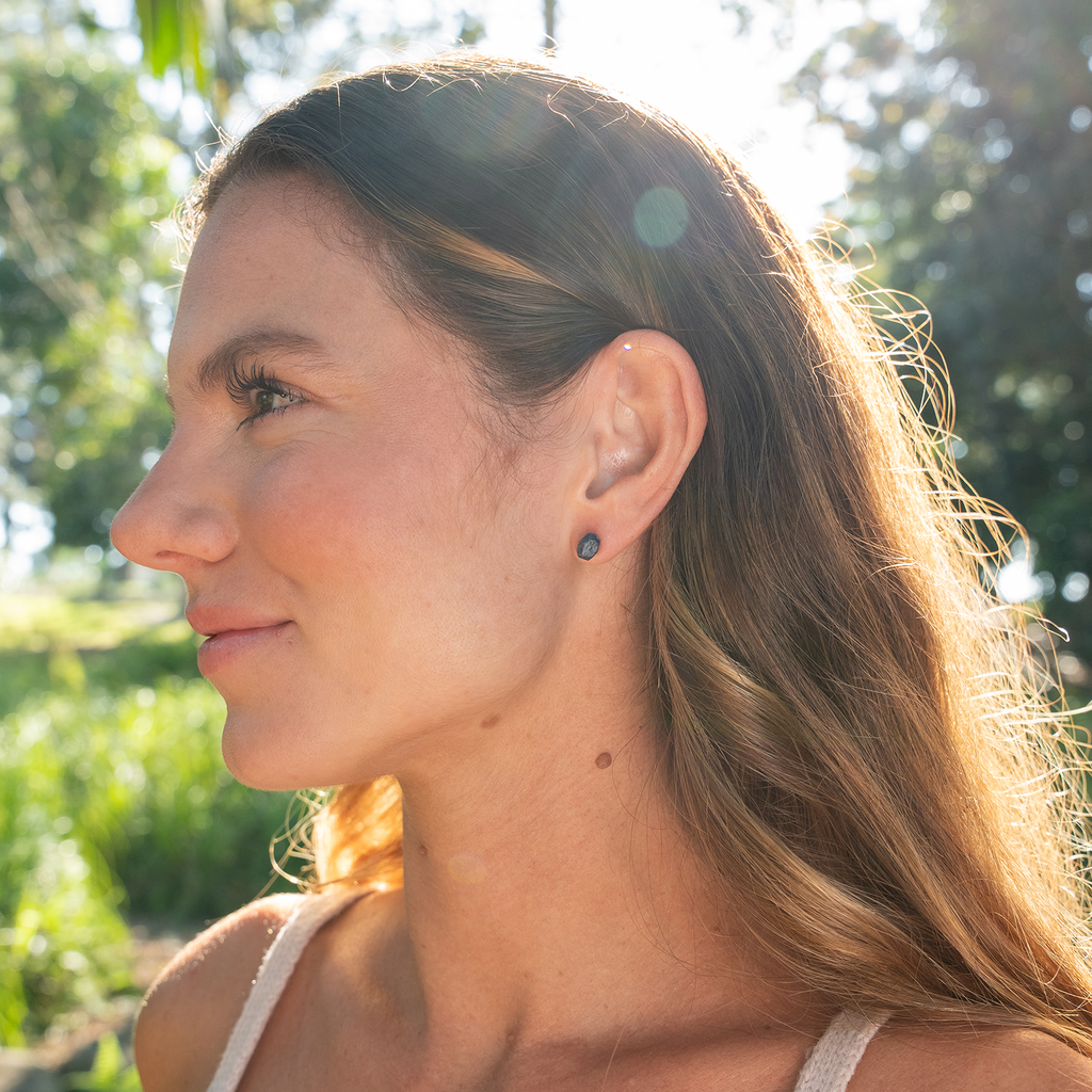 Sapphire Raw Crystal Stud Earrings