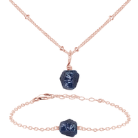 Raw Sapphire Crystal Earrings & Necklace Set
