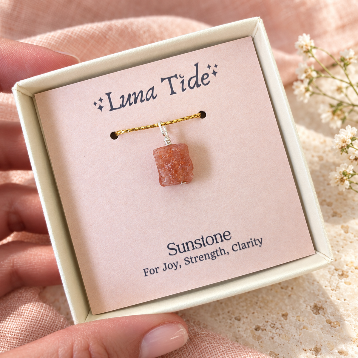 Tiny Raw Sunstone Crystal Pendant