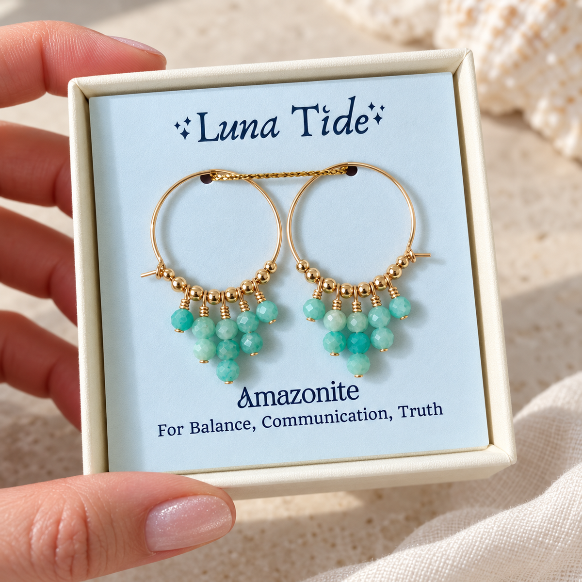 Green Amazonite Statement Hoop Earrings