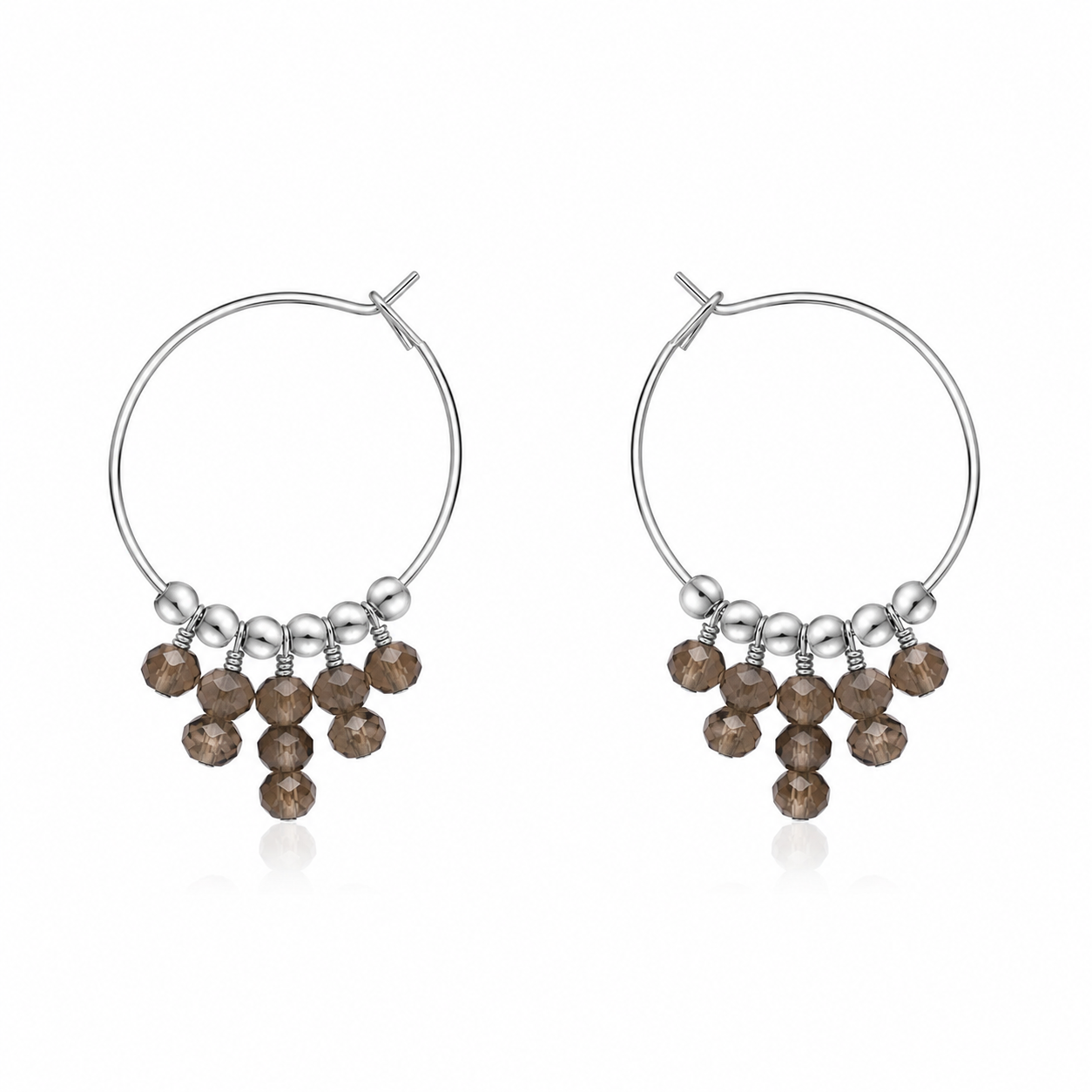 Smoky Quartz Statement Hoop Earrings