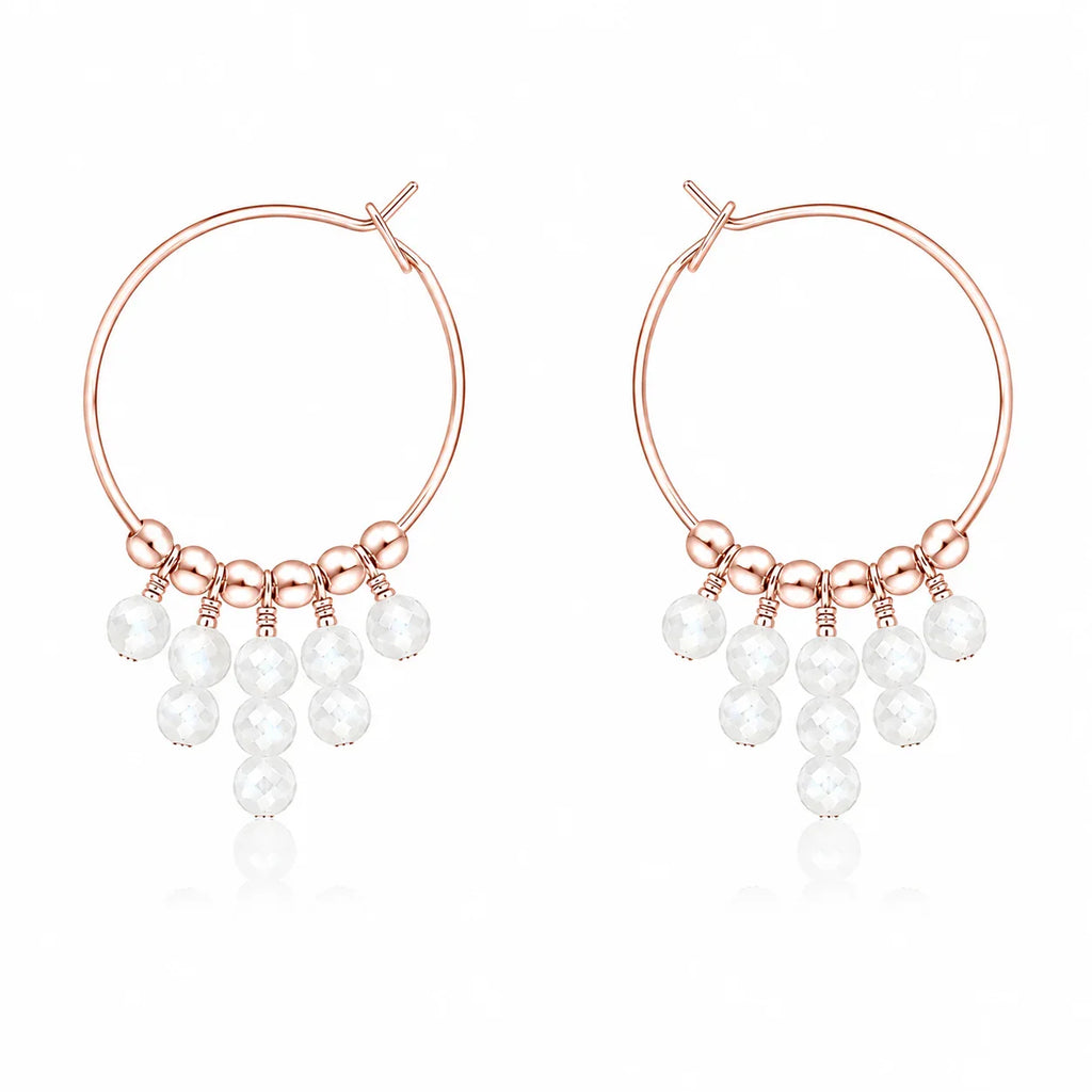 White Moonstone Statement Hoop Earrings