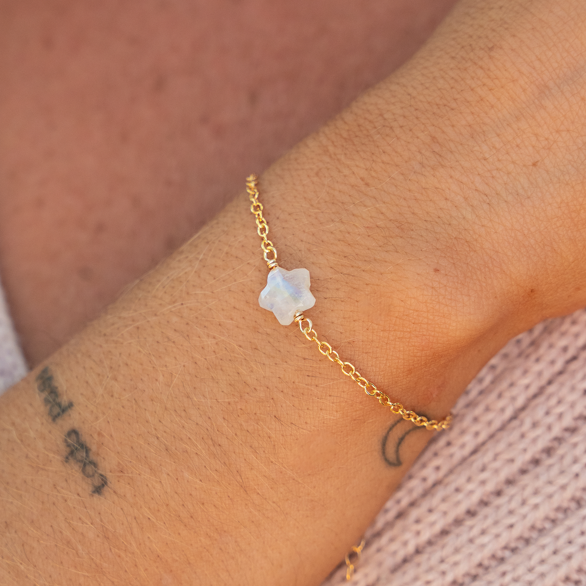 Little Rainbow Moonstone Crystal Star Bracelet