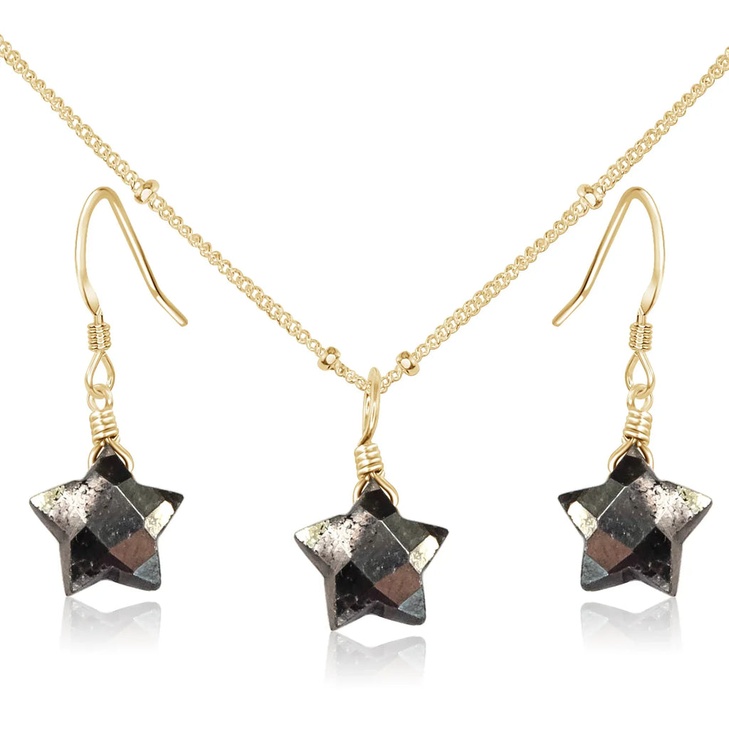 Little Pyrite Crystal Star Jewellery Set