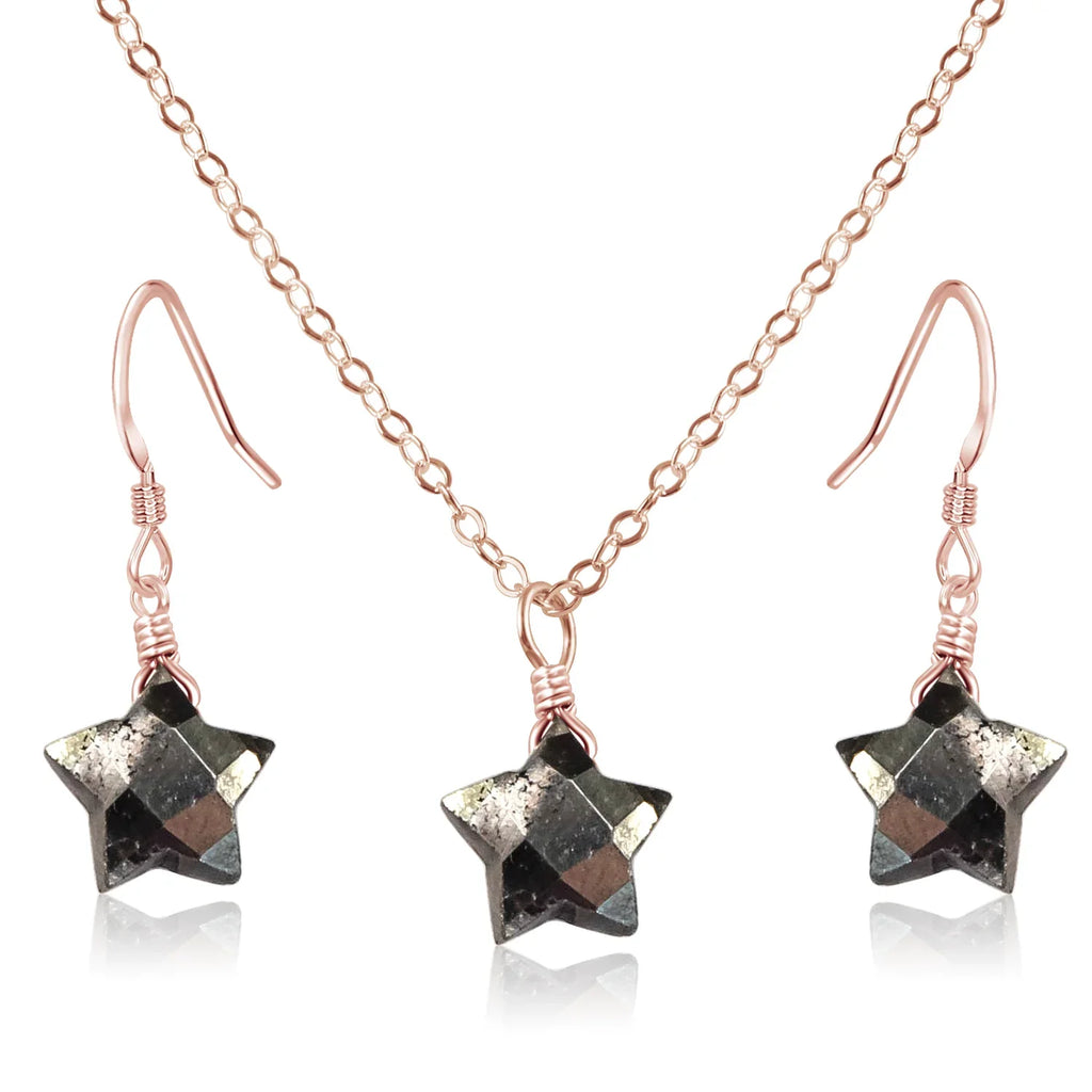 Little Pyrite Crystal Star Jewellery Set
