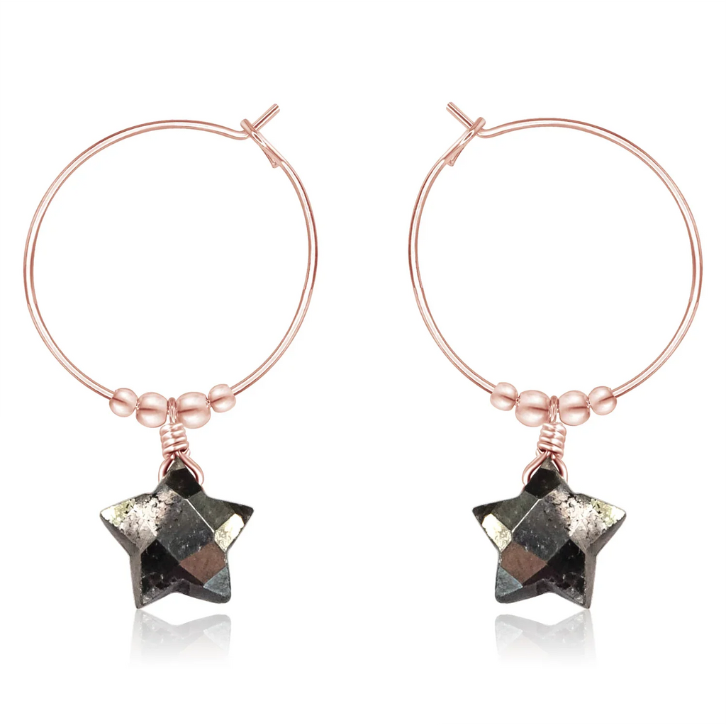 Little Pyrite Crystal Star Hoop Earrings