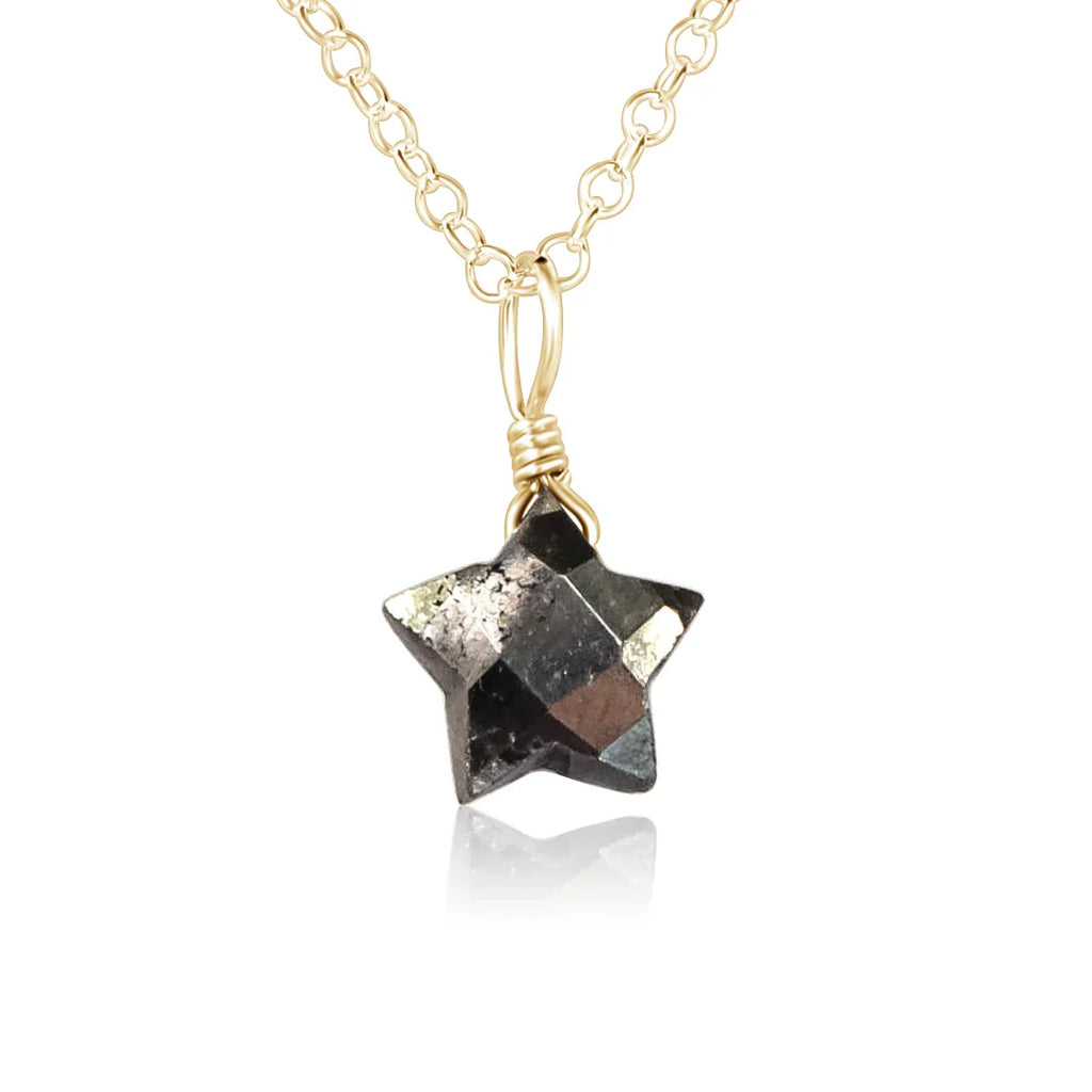 Little Pyrite Crystal Star Pendant Necklace