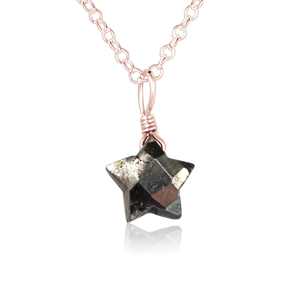 Little Pyrite Crystal Star Pendant Necklace
