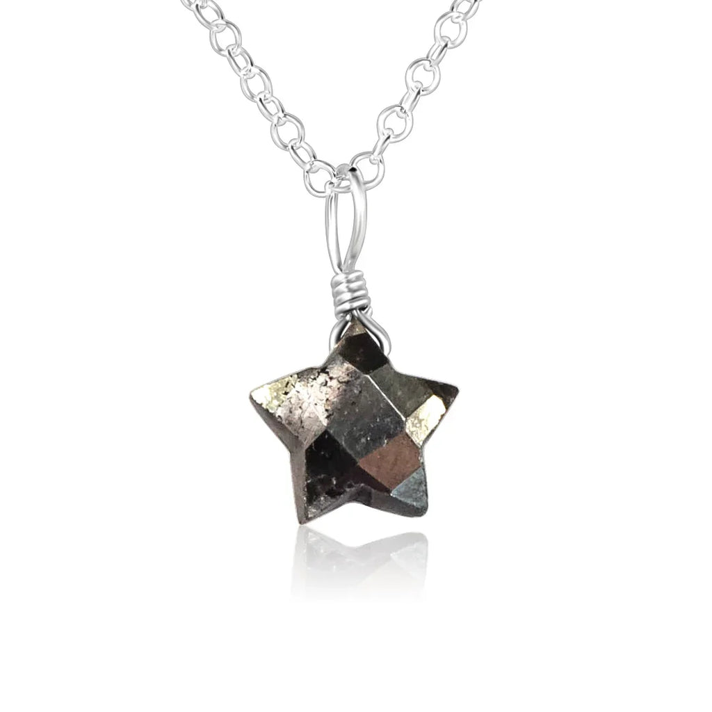 Little Pyrite Crystal Star Pendant Necklace