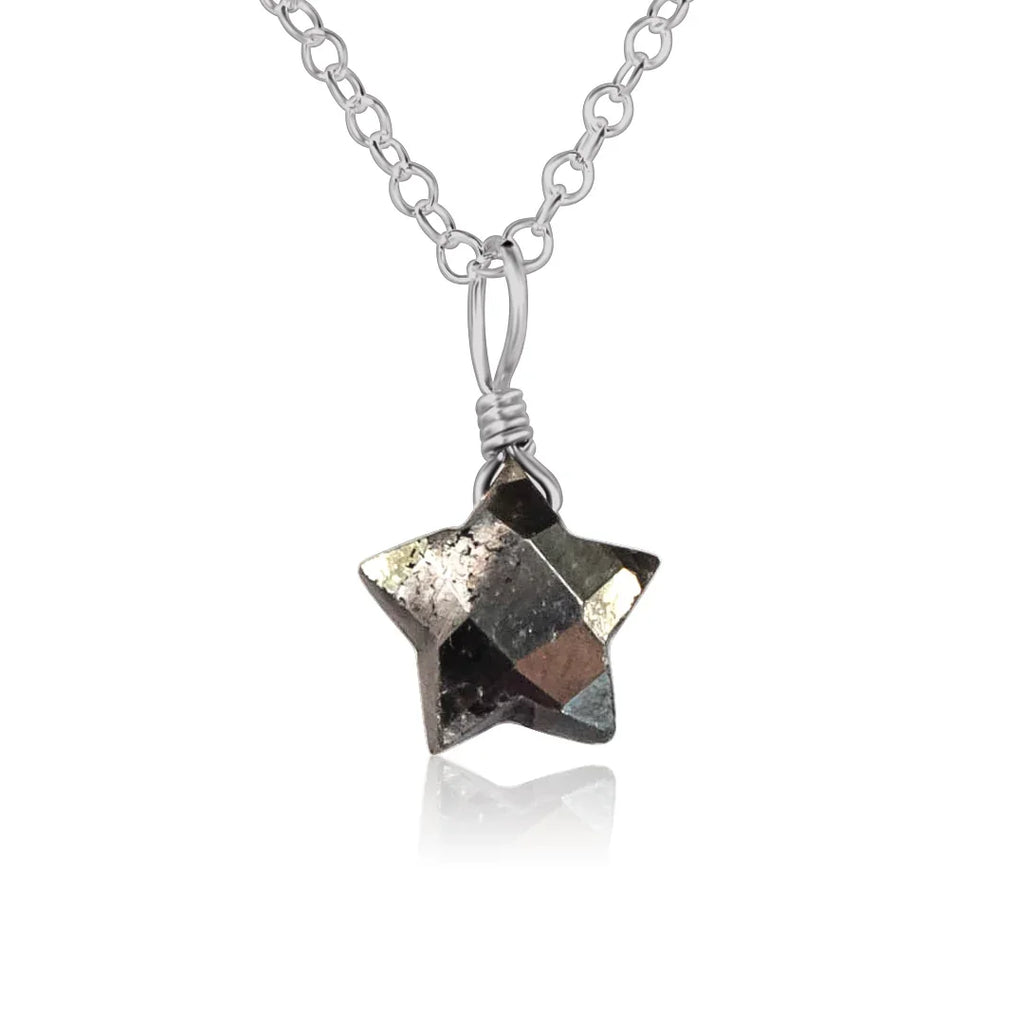 Little Pyrite Crystal Star Pendant Necklace