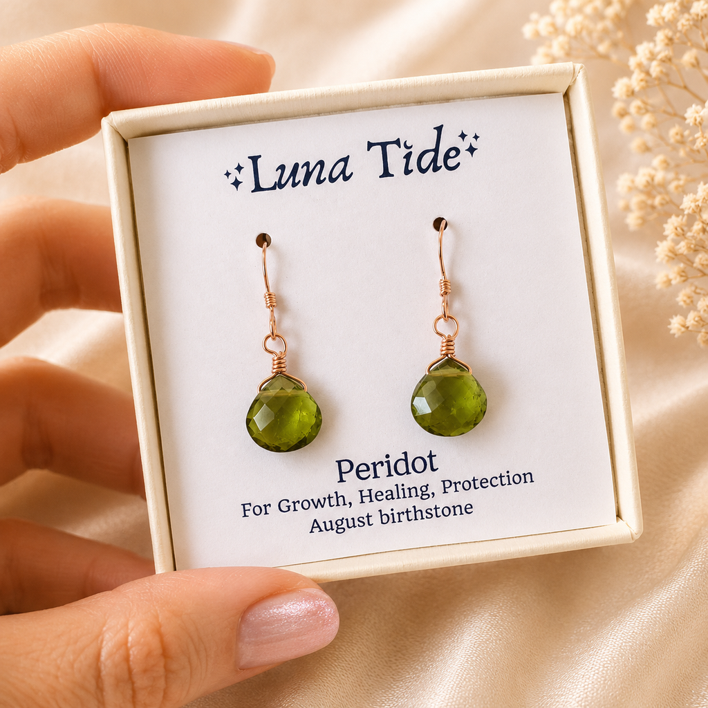 Peridot Gemstone Teardrop Dangle Earrings
