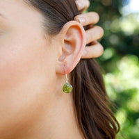 Peridot Tiny Teardrop Earrings & Necklace Set - Peridot Tiny Teardrop Earrings & Necklace Set - Sterling Silver / Cable - Luna Tide Handmade Crystal Jewellery