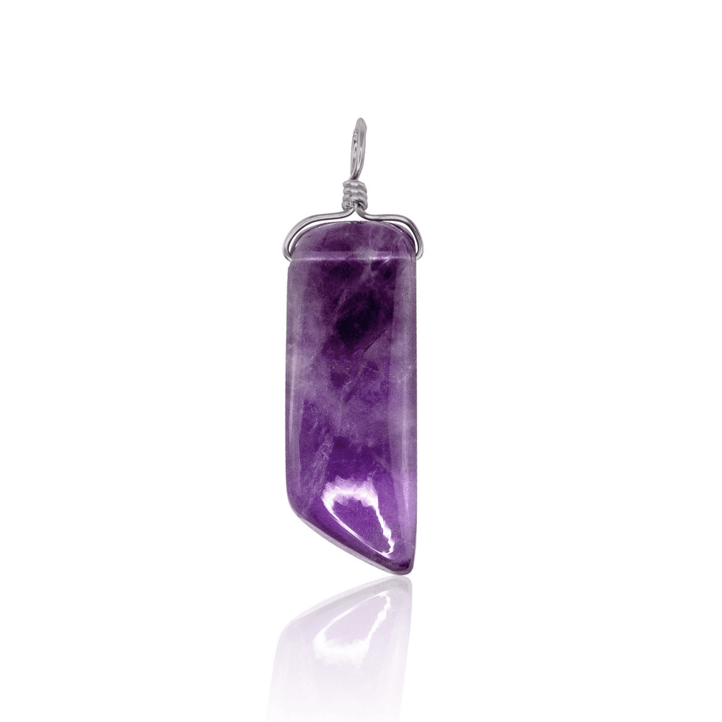Amethyst Smooth Point Crystal Pendant - Amethyst Smooth Point Crystal Pendant - Stainless Steel - Luna Tide Handmade Crystal Jewellery