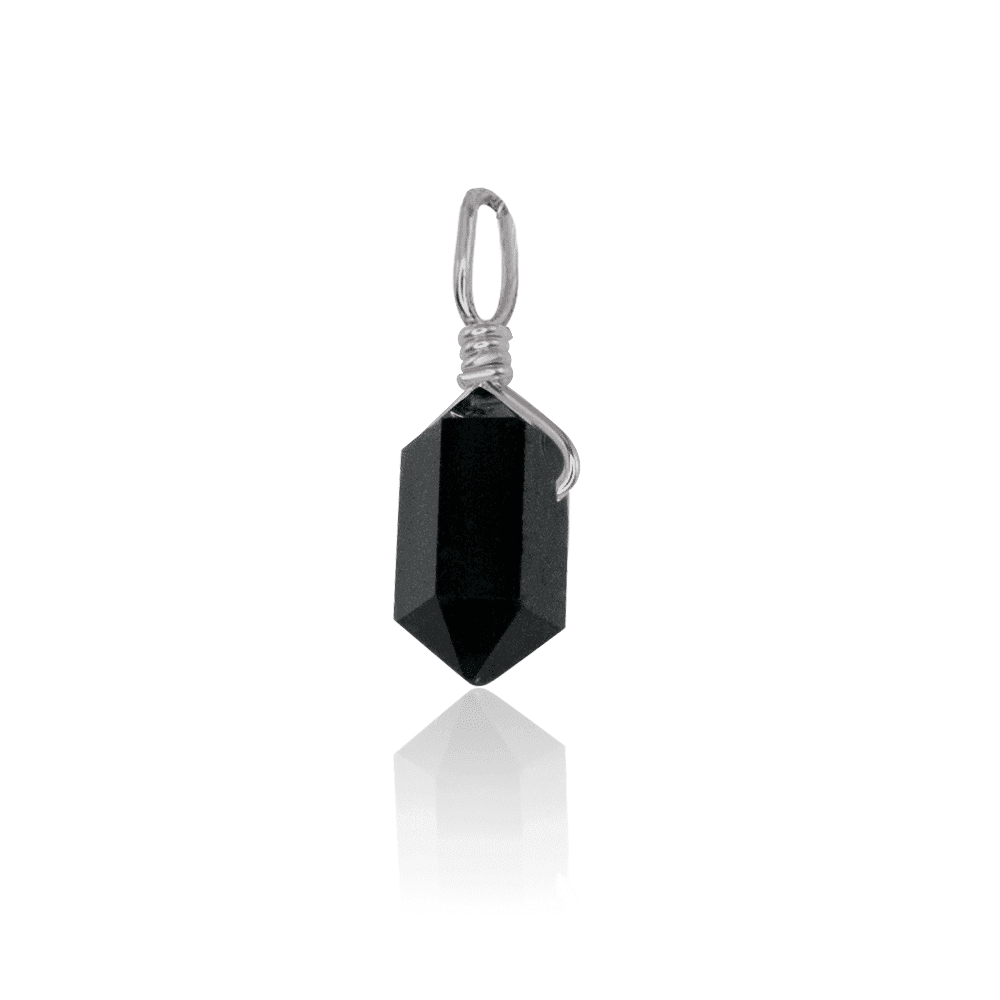 Black Tourmaline Mini Double Terminated Crystal Point Pendant - Black Tourmaline Mini Double Terminated Crystal Point Pendant - Stainless Steel - Luna Tide Handmade Crystal Jewellery