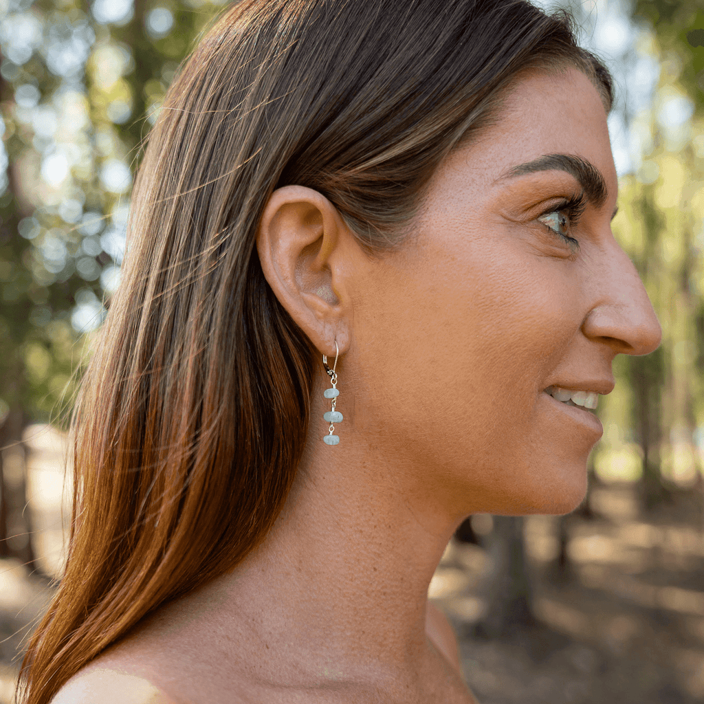 Custom Crystal Beaded Chain Dangle Leverback Earrings - Custom Crystal Beaded Chain Dangle Leverback Earrings - 14k Gold Fill - Luna Tide Handmade Crystal Jewellery