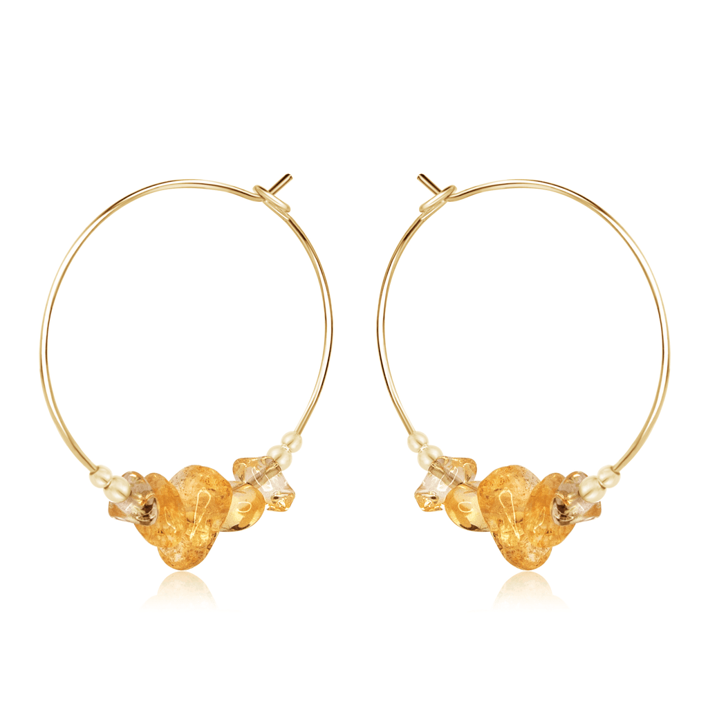 Custom Crystal Chip Large Hoop Earrings - Custom Crystal Chip Large Hoop Earrings - Sterling Silver - Luna Tide Handmade Crystal Jewellery