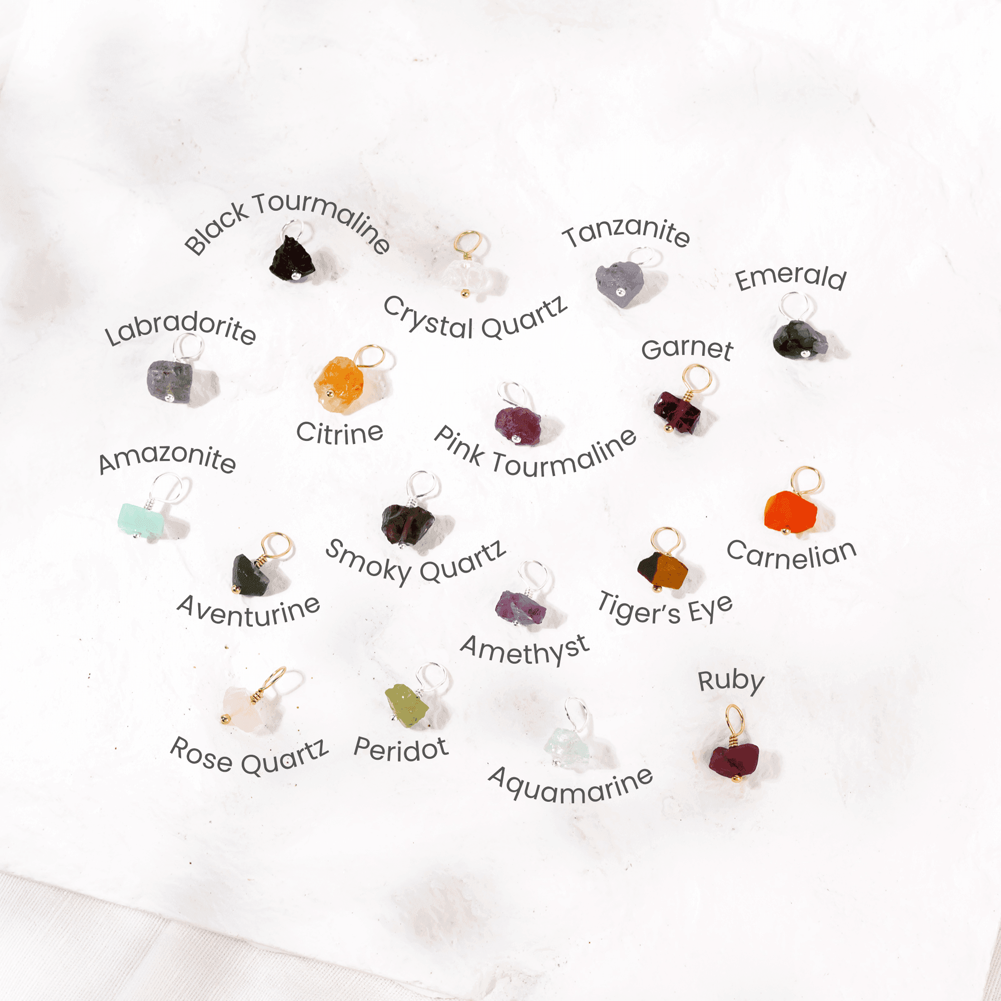 Dainty Raw Crystal Birthstone Charm - Dainty Raw Crystal Birthstone Charm - 14k Gold Fill / Amazonite - Luna Tide Handmade Crystal Jewellery