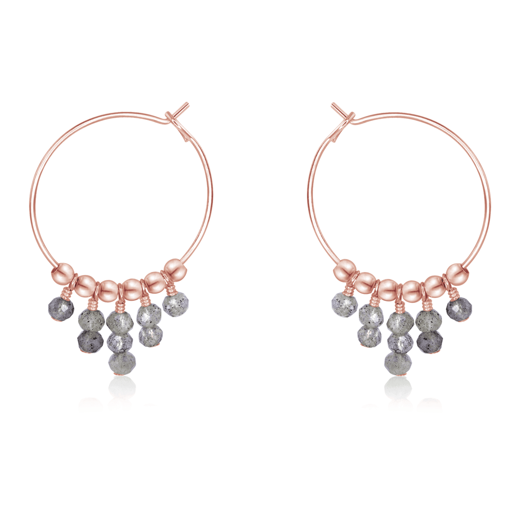 Labradorite Statement Hoop Earrings - Labradorite Statement Hoop Earrings - 14k Rose Gold Fill - Luna Tide Handmade Crystal Jewellery
