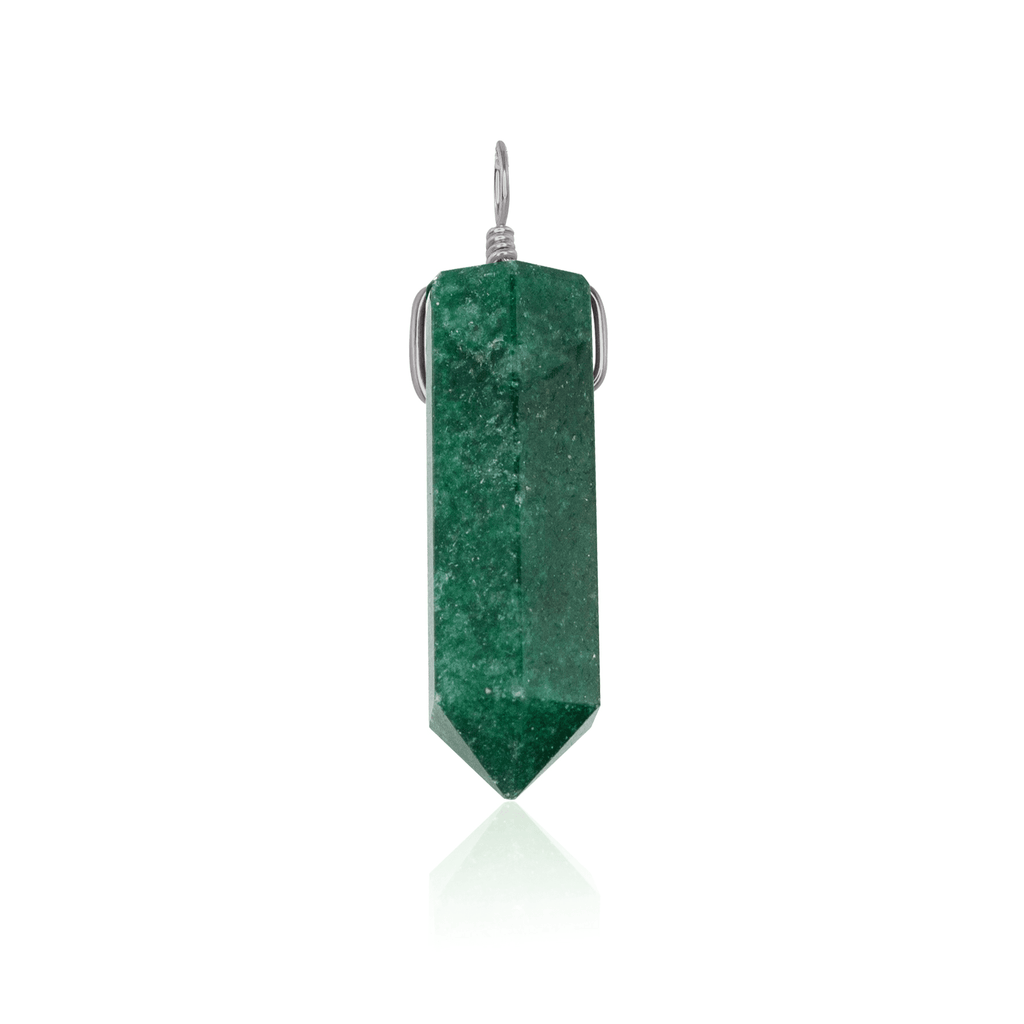 Large Aventurine Crystal Tower Point Generator Pendant - Large Aventurine Crystal Tower Point Generator Pendant - Stainless Steel - Luna Tide Handmade Crystal Jewellery
