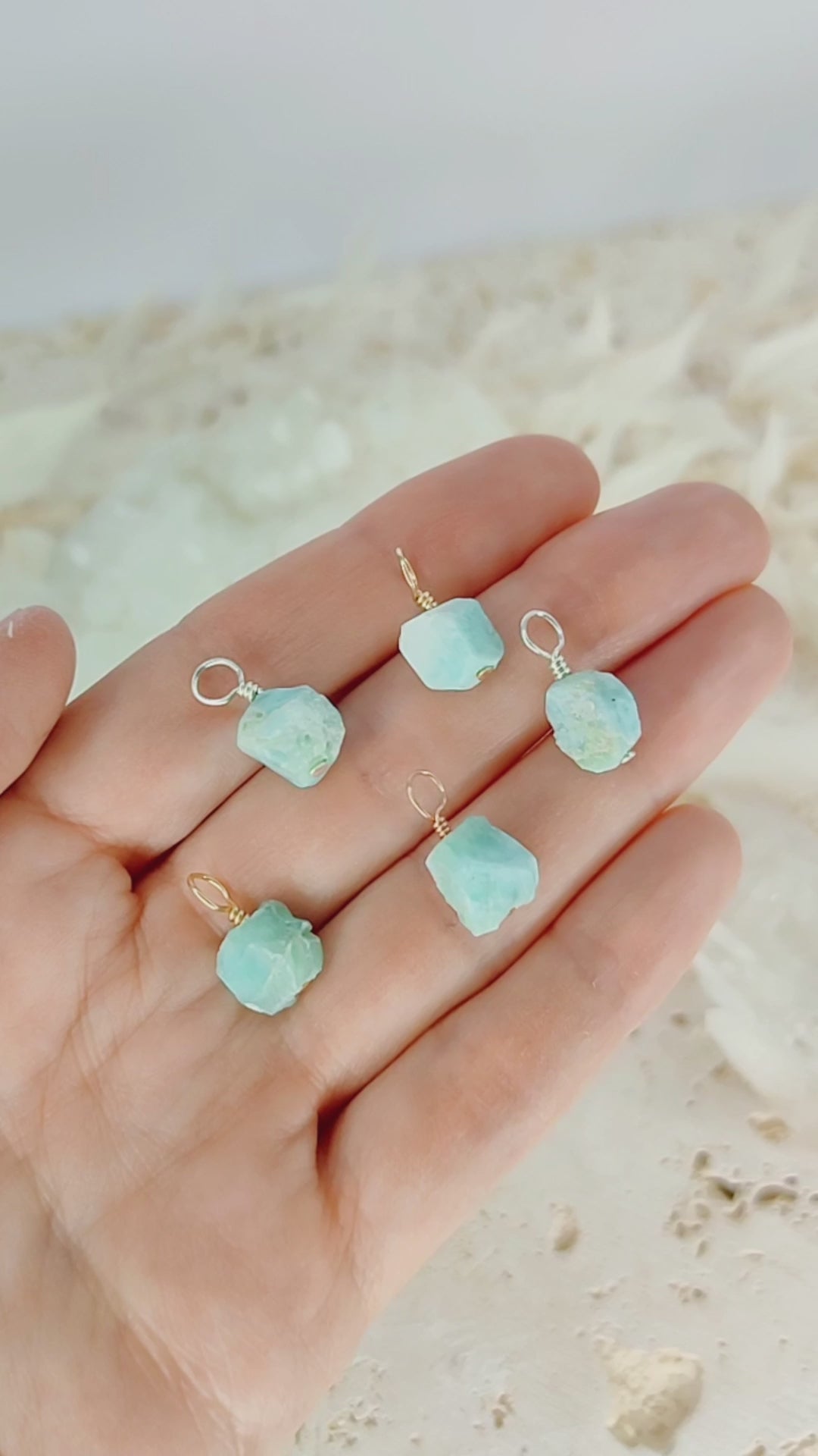 Tiny Raw Larimar Crystal Pendant