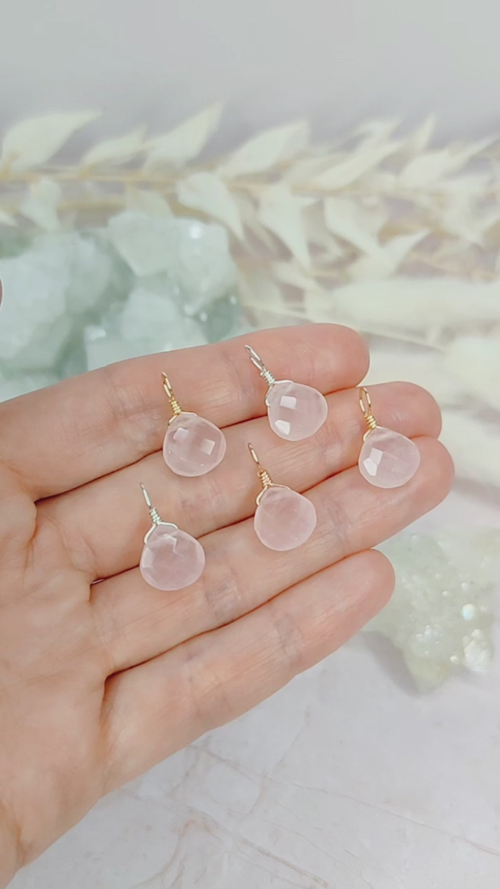 Tiny Rose Quartz Teardrop Gemstone Pendant