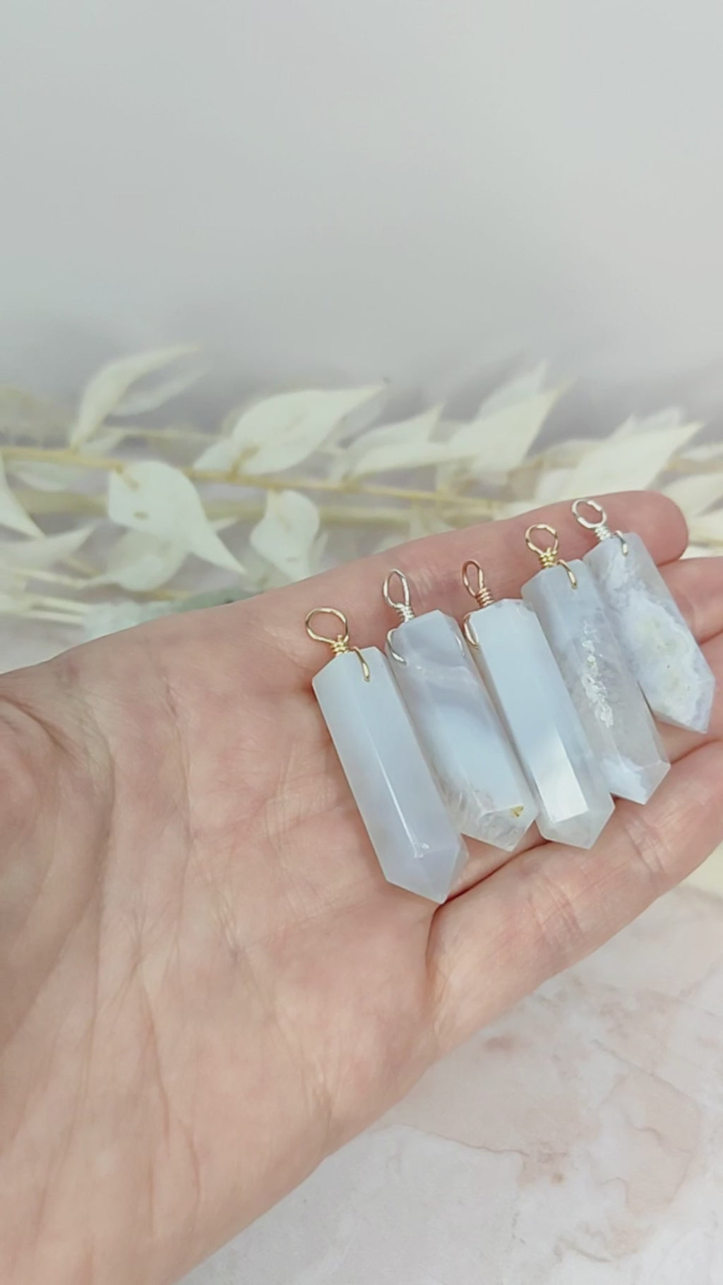 Large Blue Lace Agate Crystal Tower Point Generator Pendant