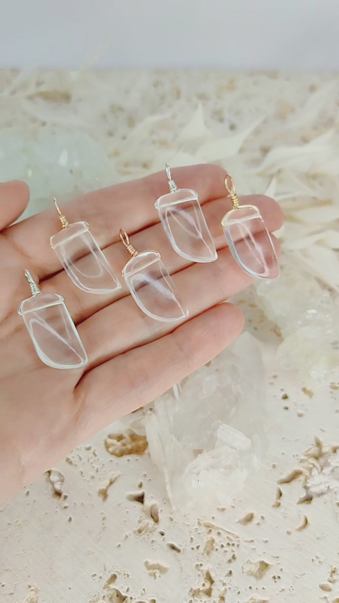 Small Smooth Crystal Quartz Crystal Pendant with Gentle Point