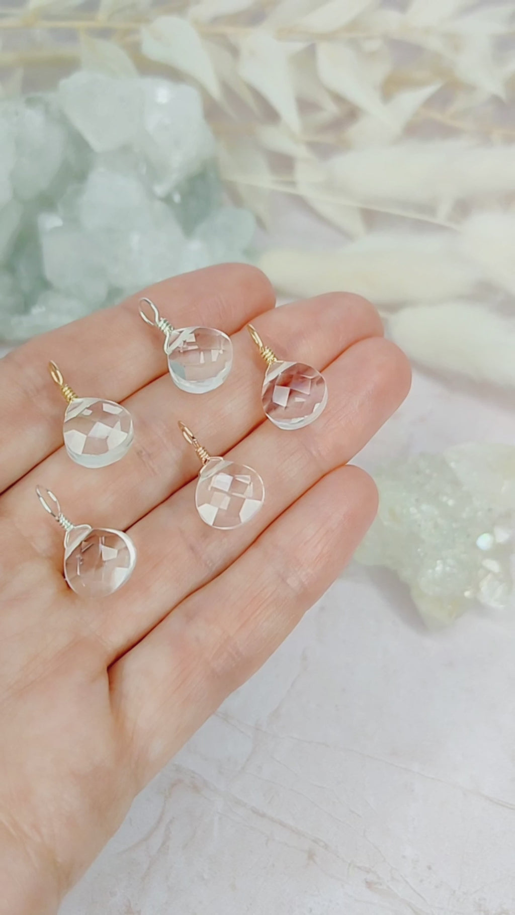 Tiny Crystal Quartz Teardrop Gemstone Pendant