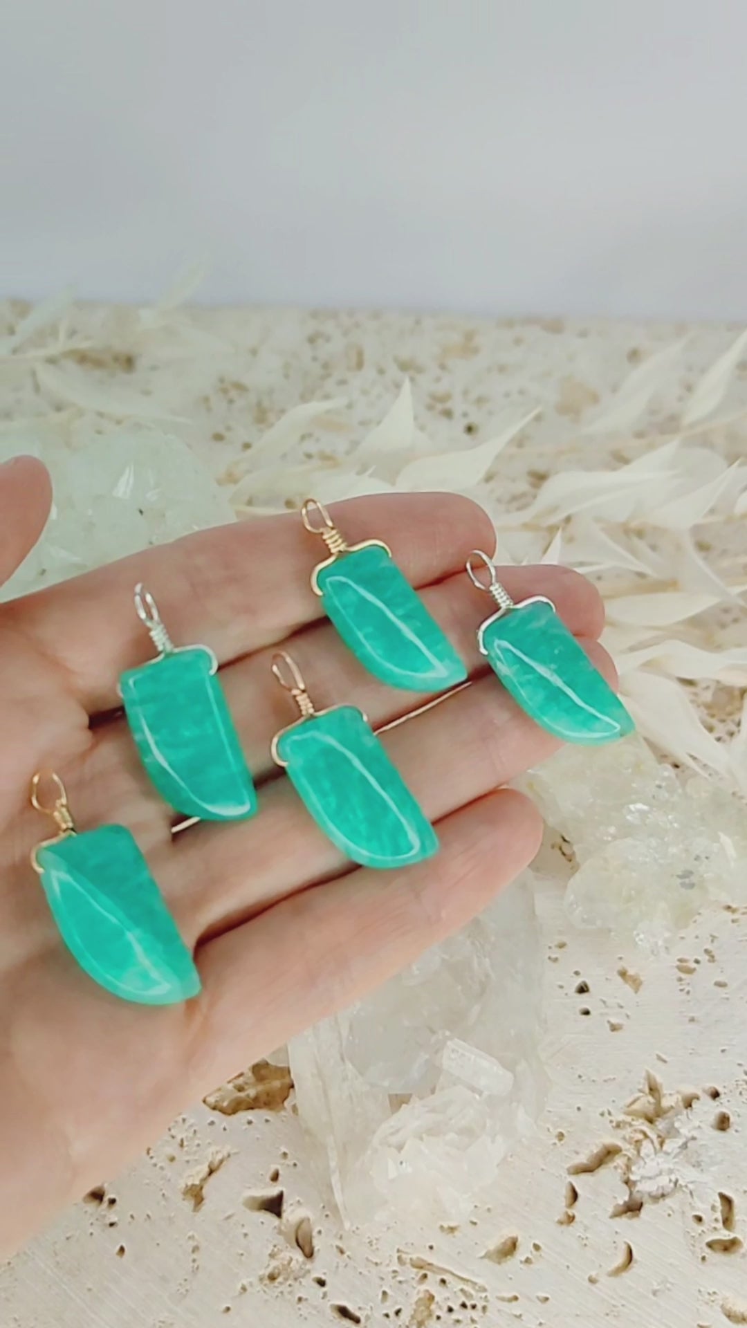 Small Smooth Amazonite Crystal Pendant with Gentle Point