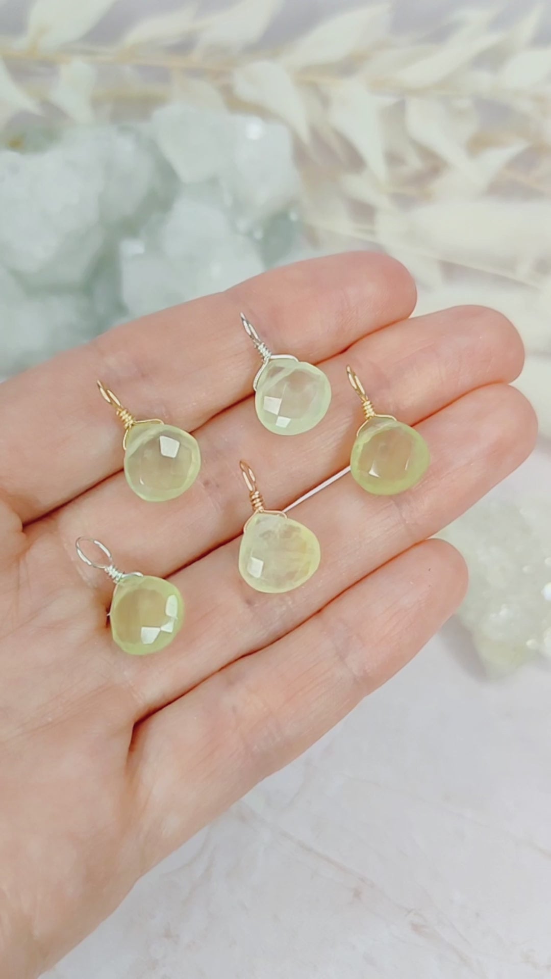 Tiny Prehnite Teardrop Gemstone Pendant