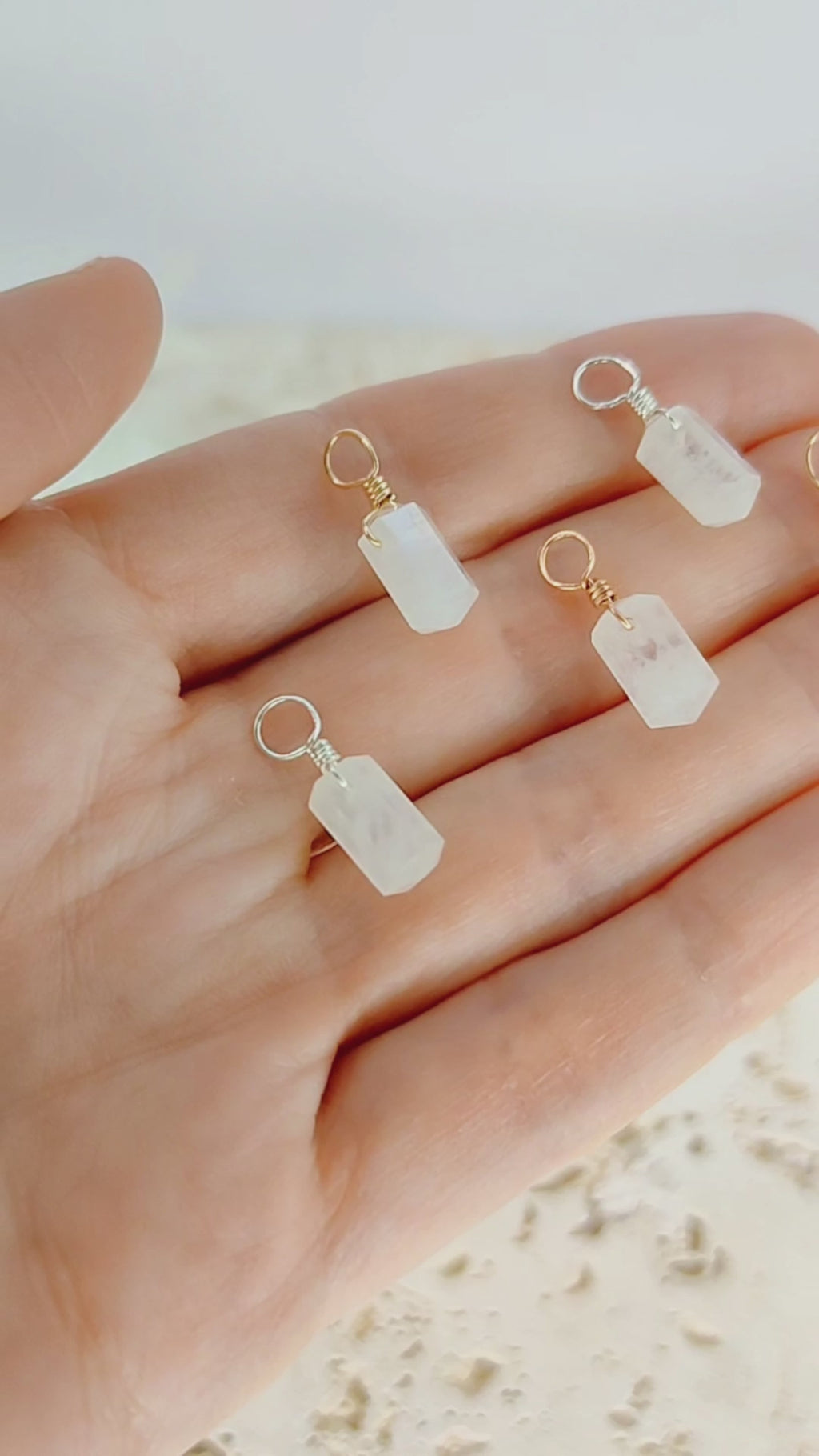 Rainbow Moonstone Mini Double Terminated Crystal Point Pendant