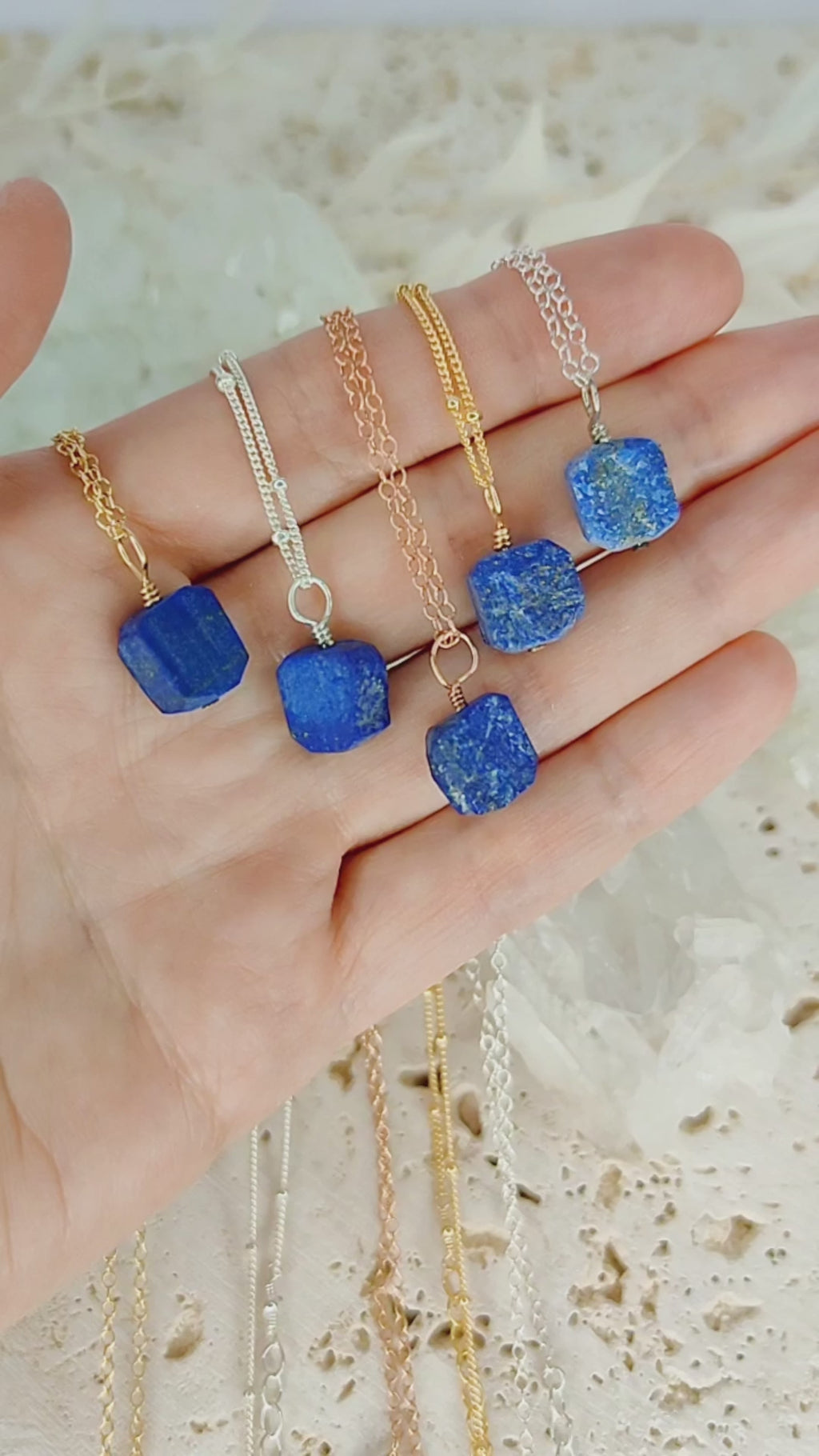 Tiny Raw Lapis Lazuli Pendant Necklace