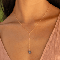Raw Tanzanite Crystal Lariat Necklace - Raw Tanzanite Crystal Lariat Necklace - 14k Gold Fill - Luna Tide Handmade Crystal Jewellery
