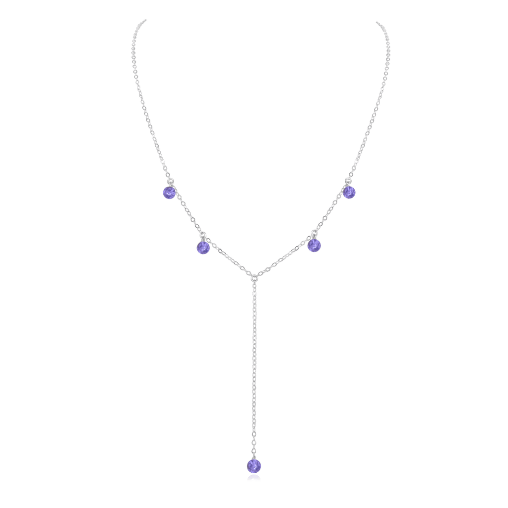 Tanzanite Boho Lariat Necklace - Tanzanite Boho Lariat Necklace - Sterling Silver - Luna Tide Handmade Crystal Jewellery