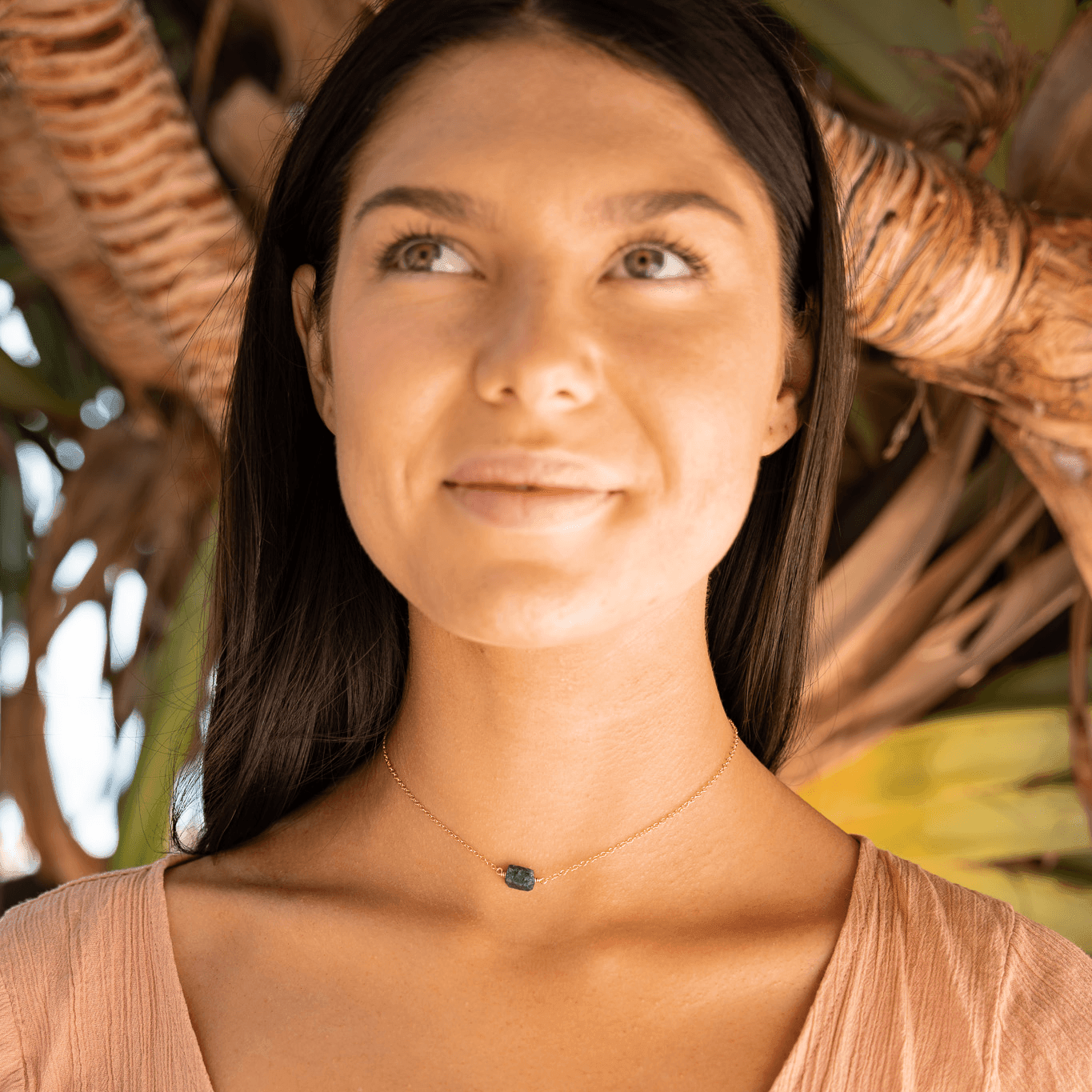 Tiny Raw Sapphire Crystal Nugget Choker - Tiny Raw Sapphire Crystal Nugget Choker - 14k Gold Fill - Luna Tide Handmade Crystal Jewellery