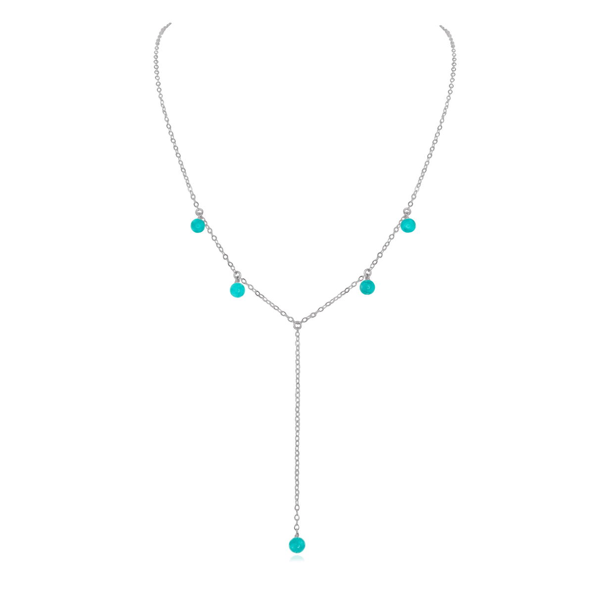 Turquoise Boho Lariat Necklace - Turquoise Boho Lariat Necklace - Stainless Steel - Luna Tide Handmade Crystal Jewellery