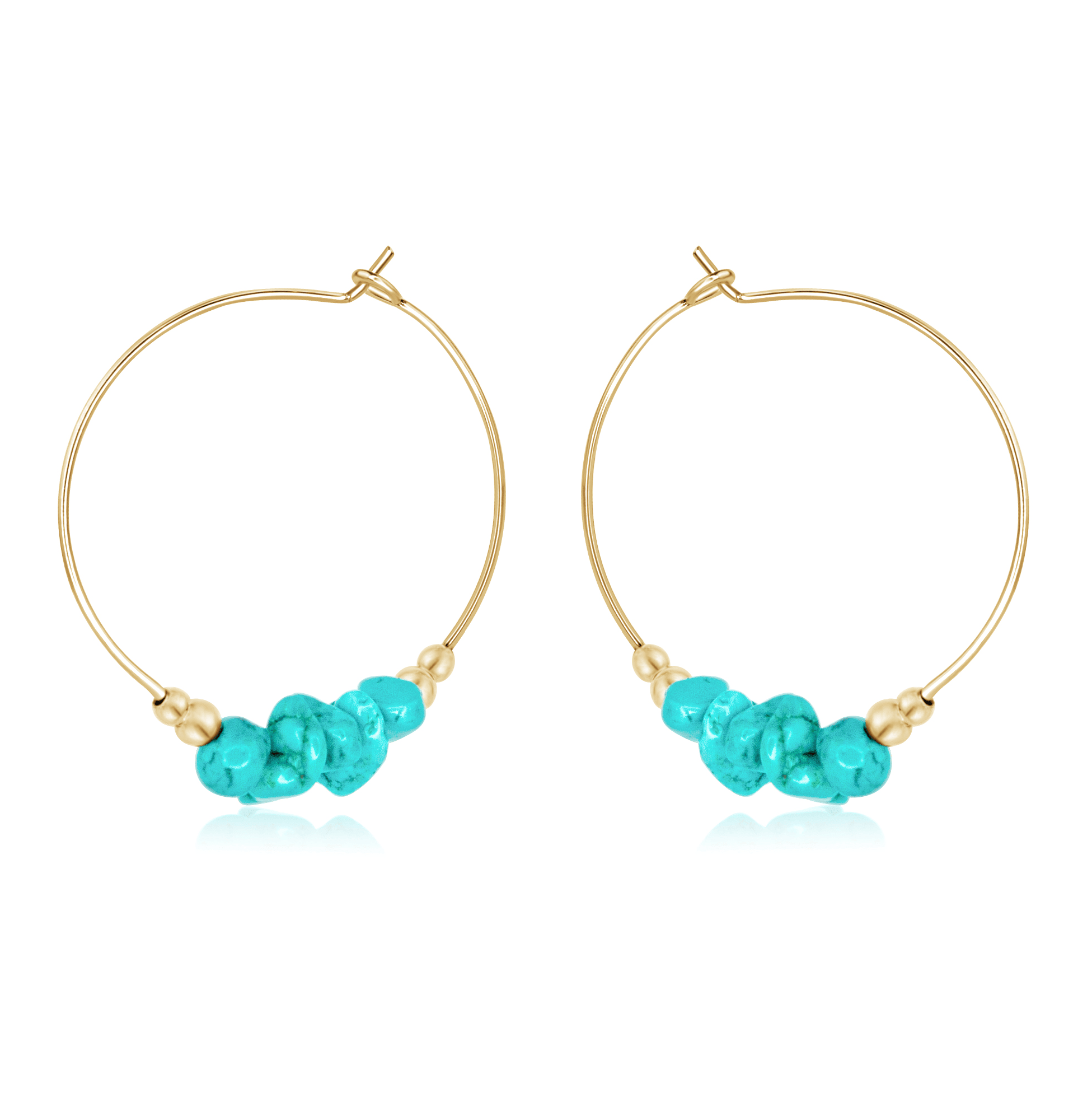 Turquoise Crystal Chip Large Hoop Earrings - Turquoise Crystal Chip Large Hoop Earrings - 14k Gold Fill - Luna Tide Handmade Crystal Jewellery