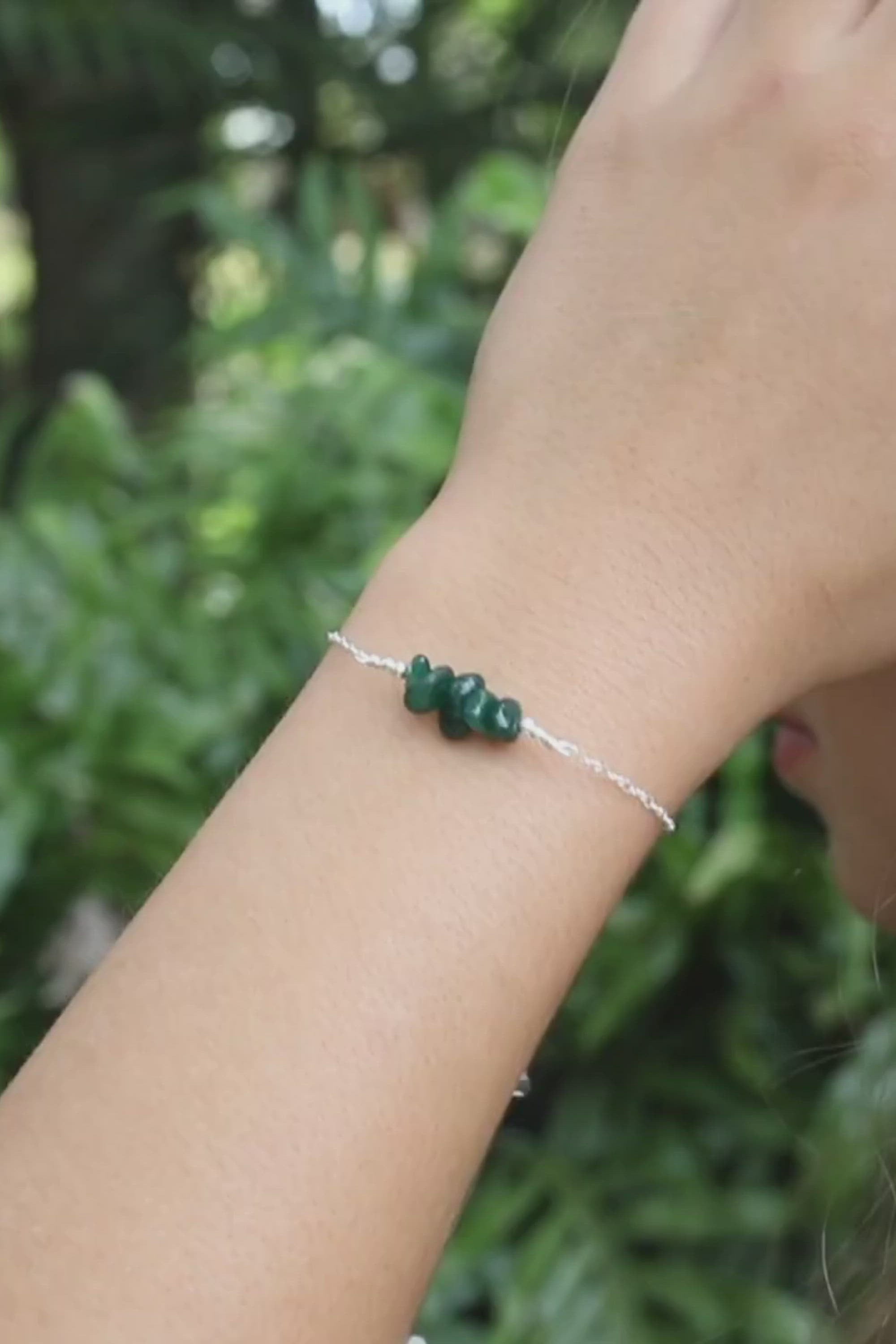 Emerald Chip Bead Bar Bracelet