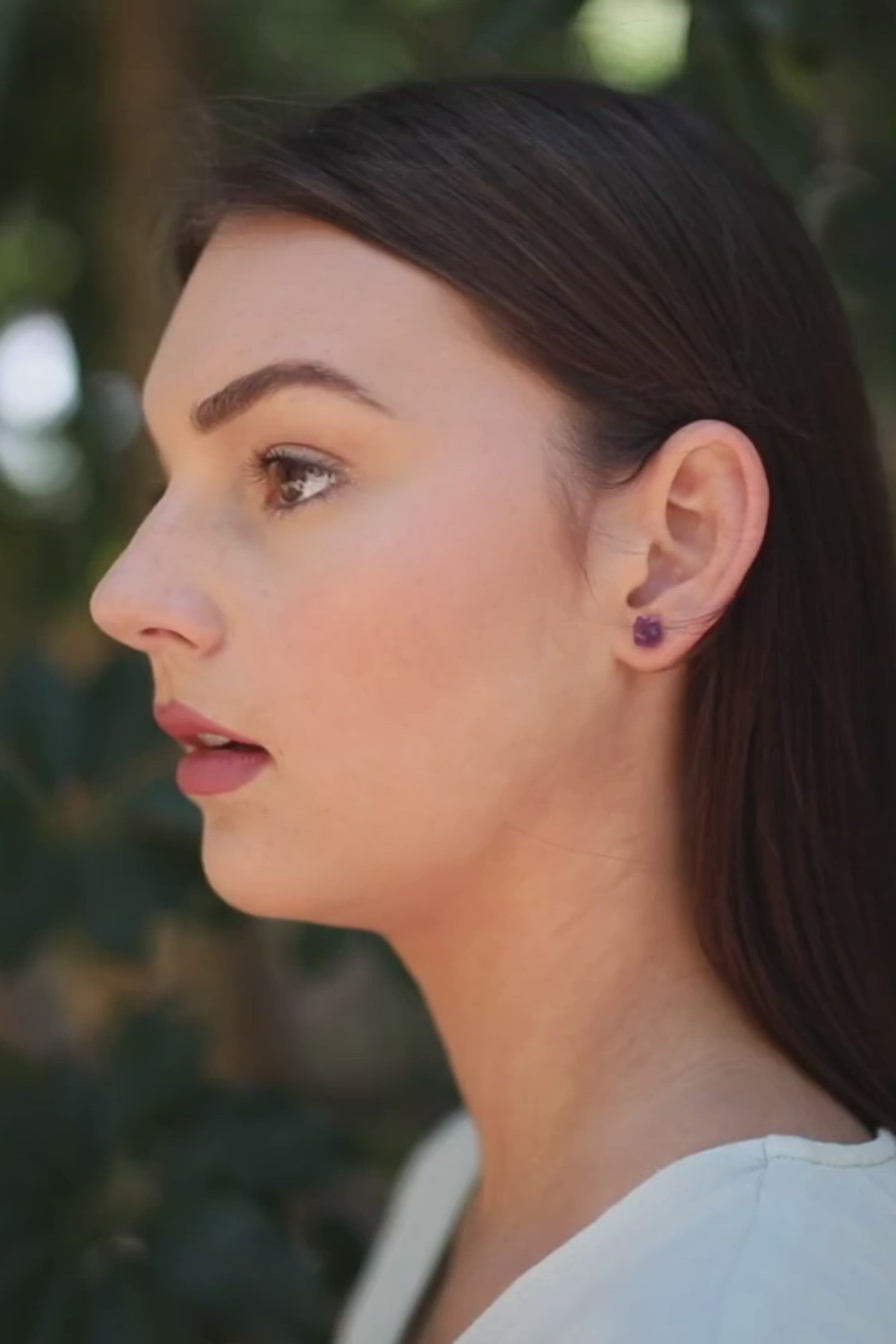 Purple Amethyst Raw Crystal Stud Earrings