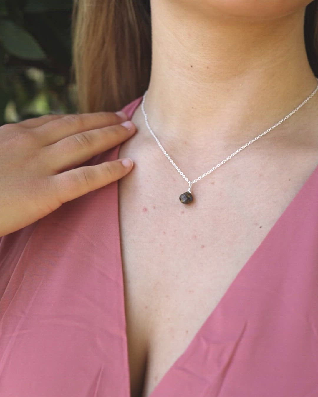 Tiny Tiger's Eye Teardrop Crystal Pendant Necklace