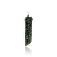 Raw Natural Green Kyanite Point Pendant - Raw Natural Green Kyanite Point Pendant - Bronze / Pendant Only (No Chain) - Luna Tide Handmade Crystal Jewellery