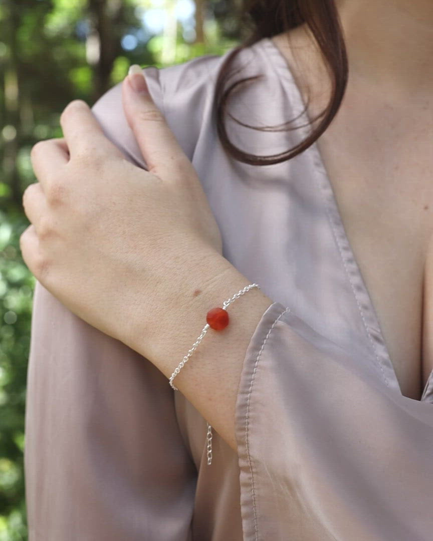 Raw Carnelian Crystal Nugget Bracelet