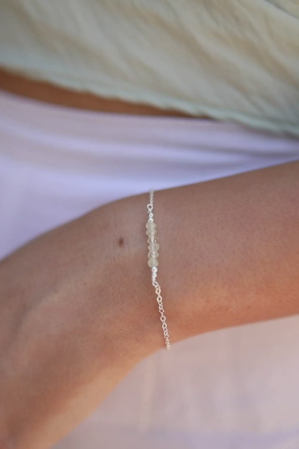 Sparkling Green Prehnite Gemstone Faceted Bead Bar Bracelet