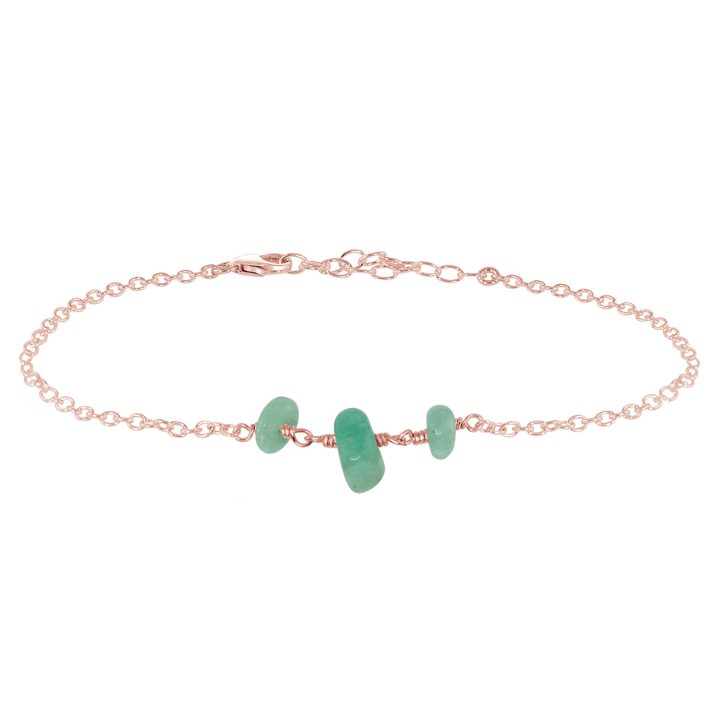 Amazonite Beaded Chain Anklet - Amazonite Beaded Chain Anklet - 14k Rose Gold Fill - Luna Tide Handmade Crystal Jewellery
