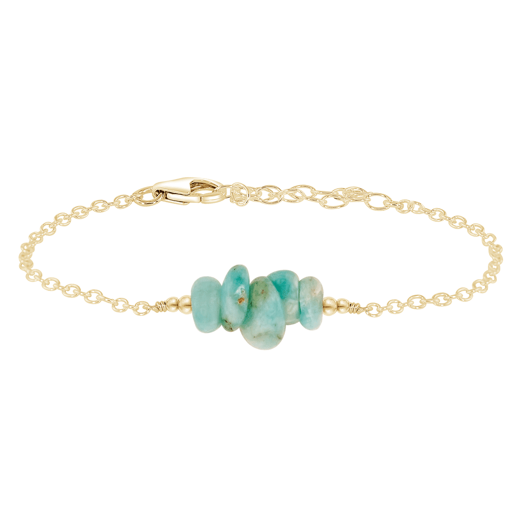 Amazonite Chip Bead Bar Bracelet - Amazonite Chip Bead Bar Bracelet - 14k Gold Fill - Luna Tide Handmade Crystal Jewellery