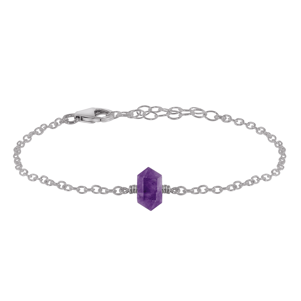 Amethyst Double Terminated Mini Crystal Point Bracelet - Amethyst Double Terminated Mini Crystal Point Bracelet - Stainless Steel - Luna Tide Handmade Crystal Jewellery