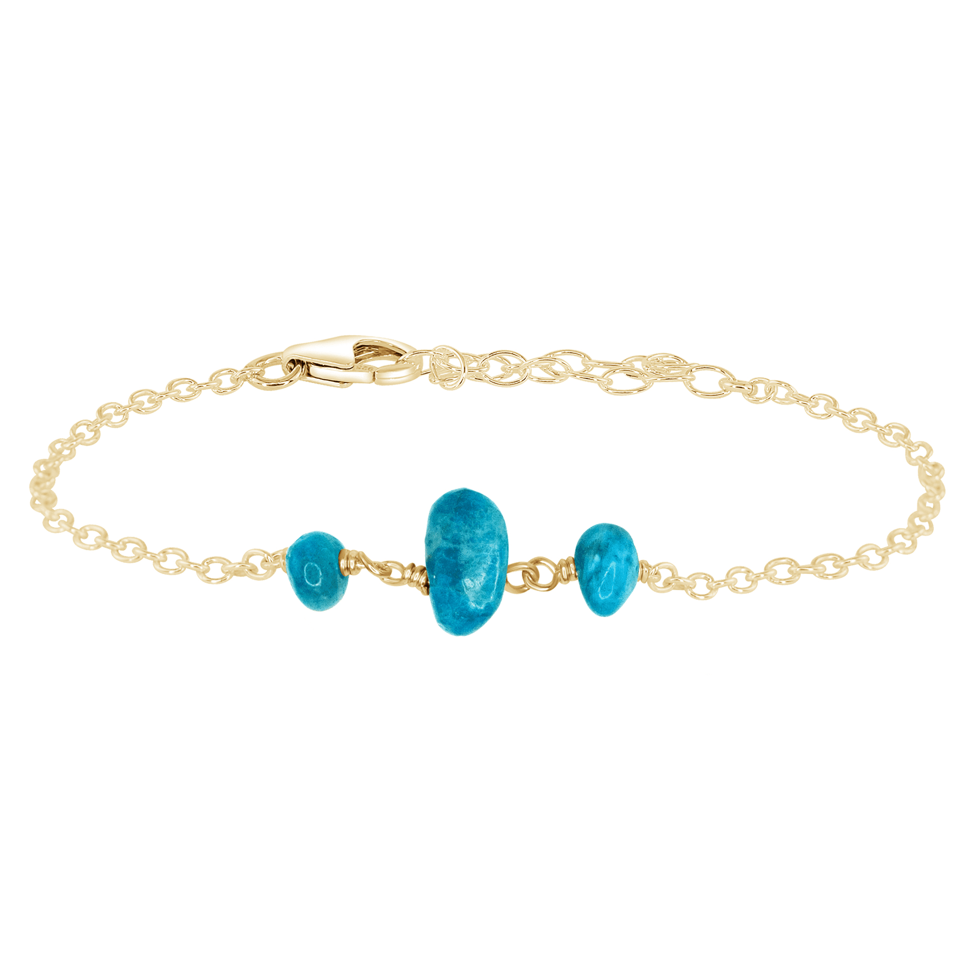Apatite Beaded Chain Bracelet - Apatite Beaded Chain Bracelet - 14k Gold Fill - Luna Tide Handmade Crystal Jewellery